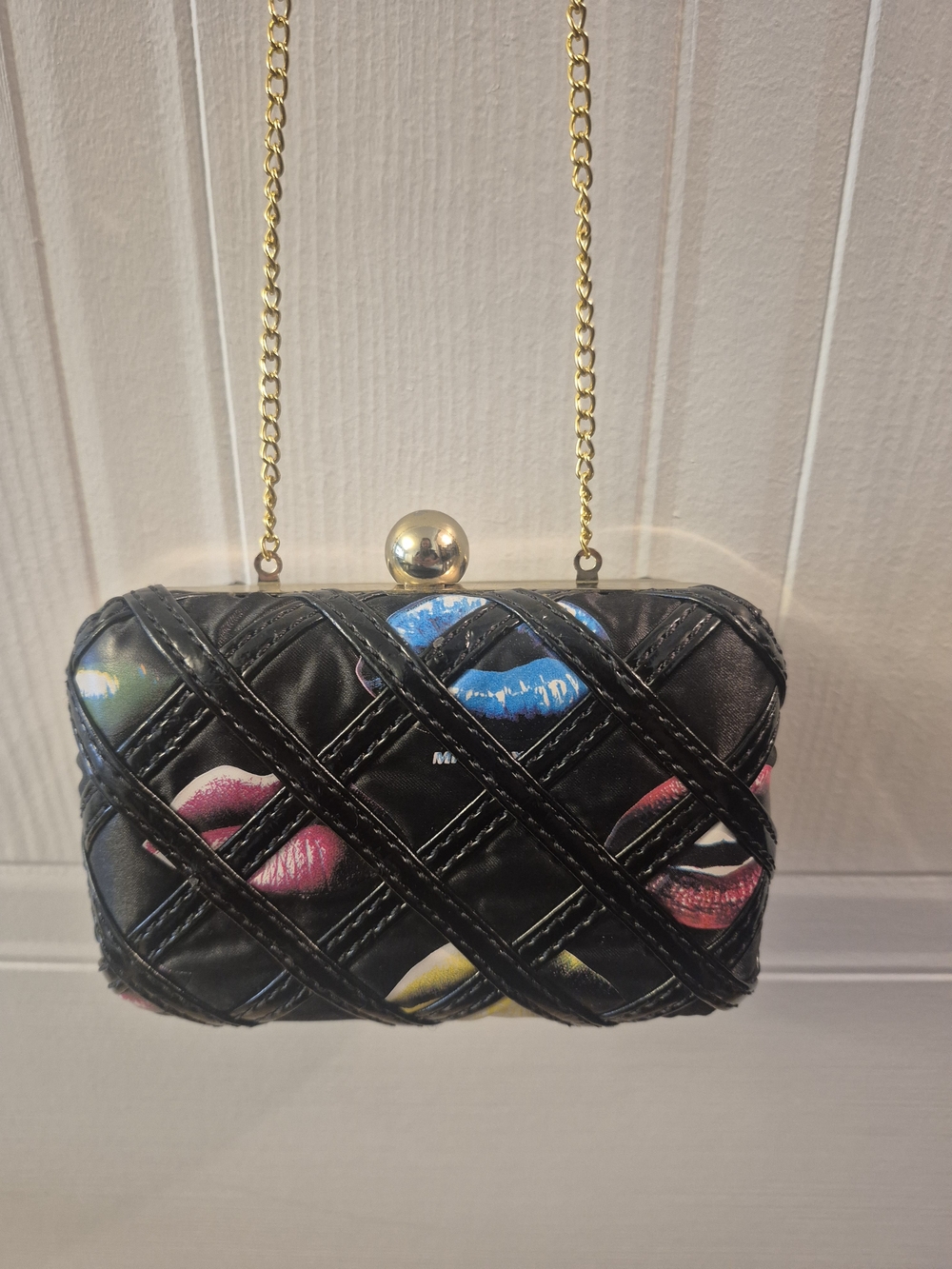 RARE Vintage Miss Sixty Collection Lip Print Caged Box Clutch Bag - Archival